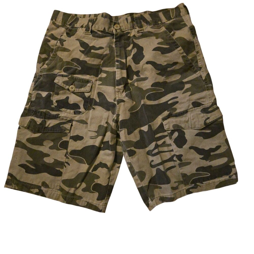 Highland Camp Cargo Shorts Size 34 Cotton Casual Camping Outdoors Gorp Core